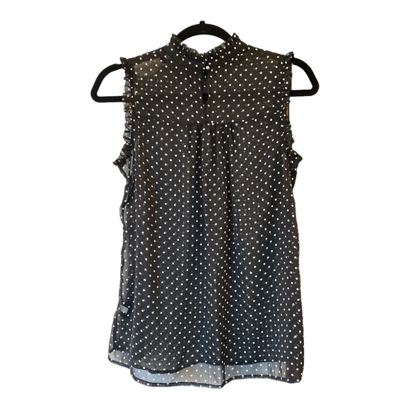 Who What Wear women’s sleeveless sheer blouse with ruffle collar  size XS - Picture 2 of 9